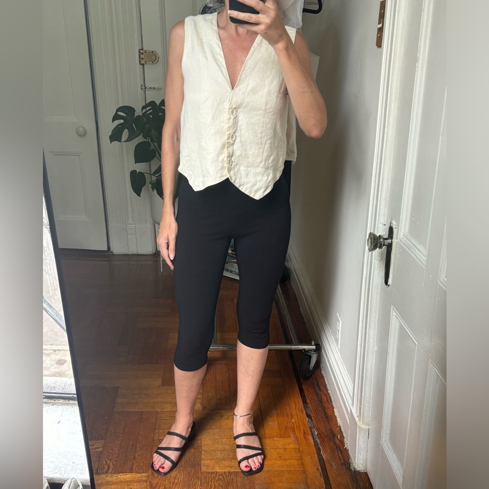 DISSH Banks Button Down Vest in cream linen